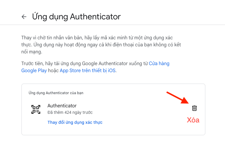Hướng dẫn xóa hoặc thiết lập lại Google Authenticator